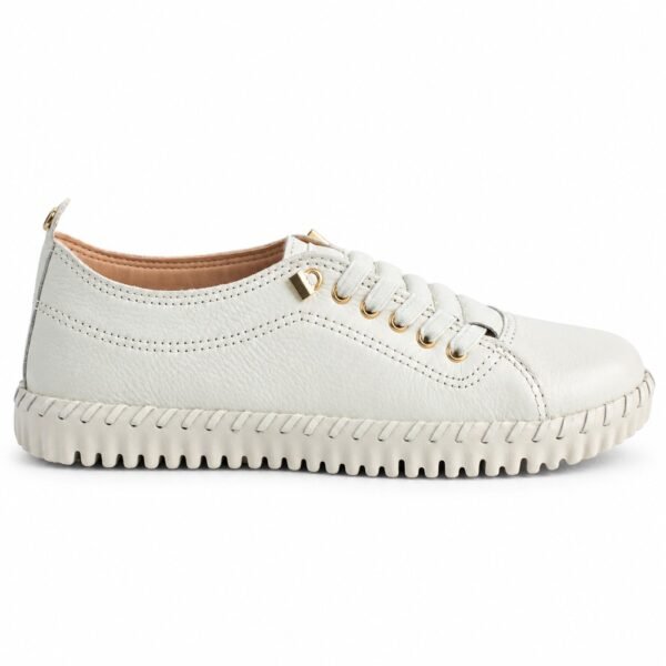 Tênis Feminino Bottero Casual em Couro Burnish Off-White 382702
