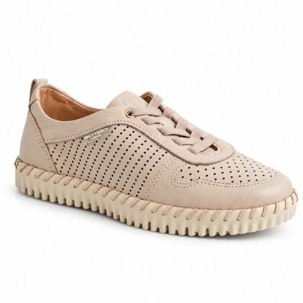Tênis Feminino Bottero Casual em Couro Burnish Nude 382705