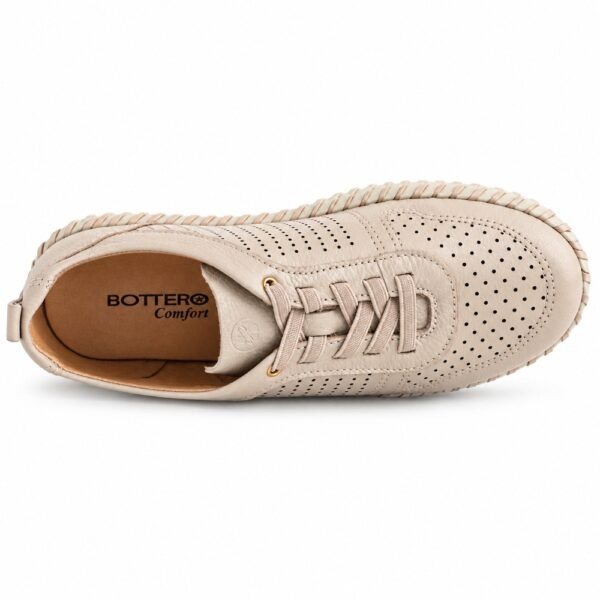 Tênis Feminino Bottero Casual em Couro Burnish Nude 382705