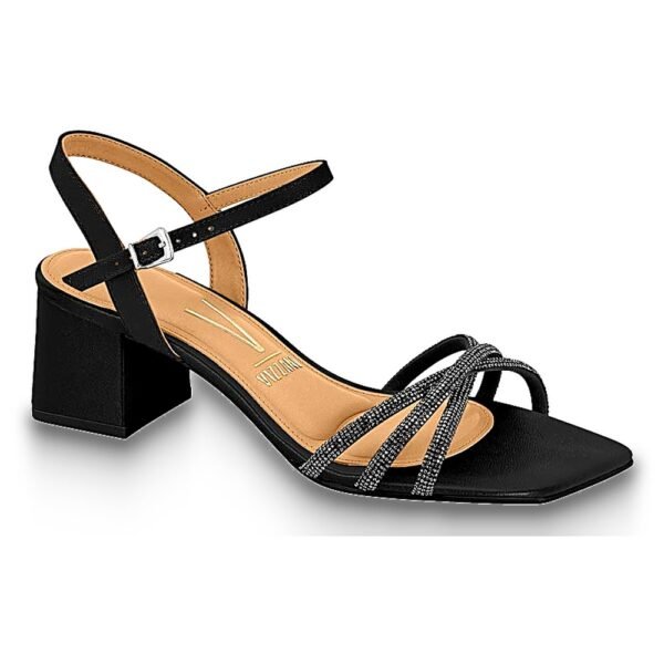 Sandália Feminina Vizzano Salto Bloco com Strass Preta 6579.106.30100.103698