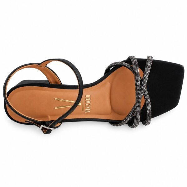 Sandália Feminina Vizzano Salto Bloco com Strass Preta 6579.106.30100.103698