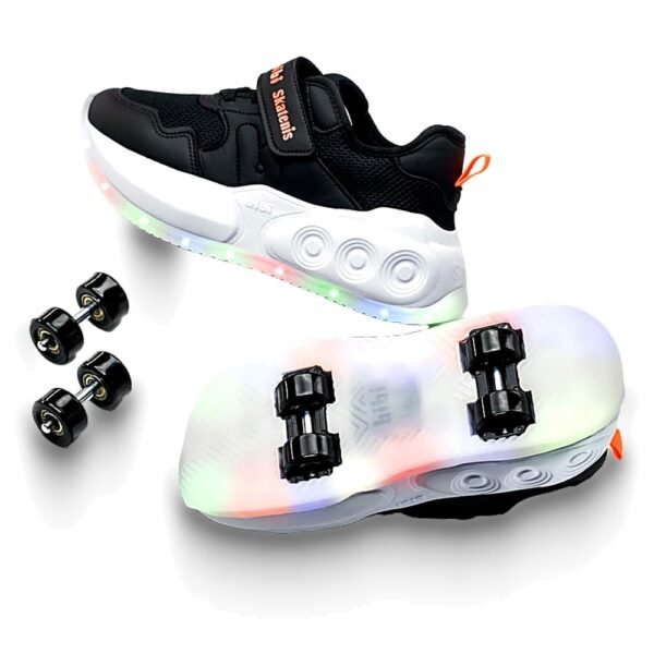 Tênis Infantil Bibi Skatenis Light 3.0 com Rodinhas e LED Preto 1303003