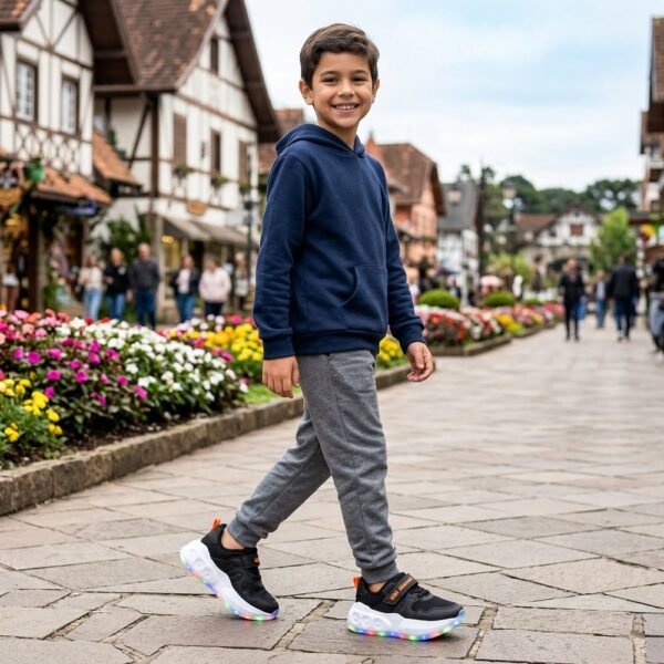 Tênis Infantil Bibi Skatenis Light 3.0 com Rodinhas e LED Preto 1303003