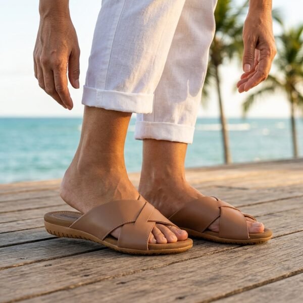 Chinelo Usaflex Rasteiro Camel