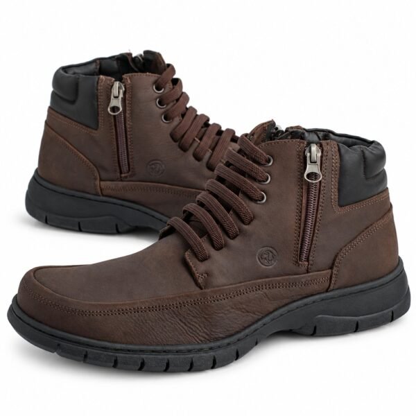 Bota Masculina Anatomic Gel Rústico Café com Zíper 7965