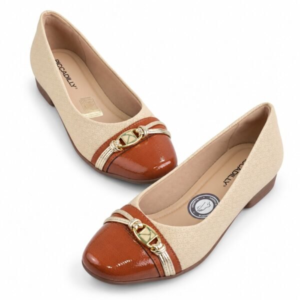Sapatilha Feminina Piccadilly Bege e Ocre 250290