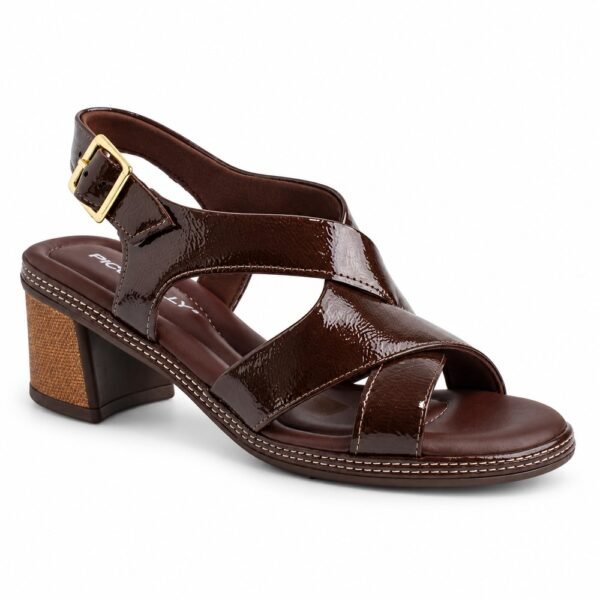 Sandália Feminina Piccadilly Paola Salto Médio Cacau 566090