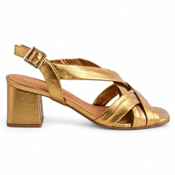 Sandália Feminina Couroflex em Couro Salto Bloco Bronze 5740.1166