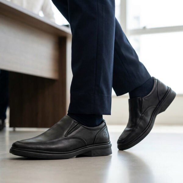 Sapato Masculino Pipper Softness em Couro Preto 6007
