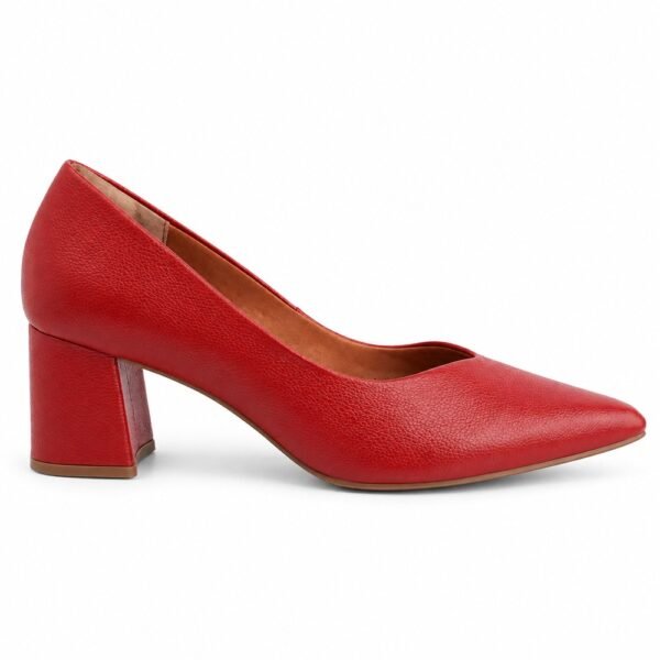 Scarpin Feminino Couroflex em Couro Salto Bloco Vermelho 0214-B32