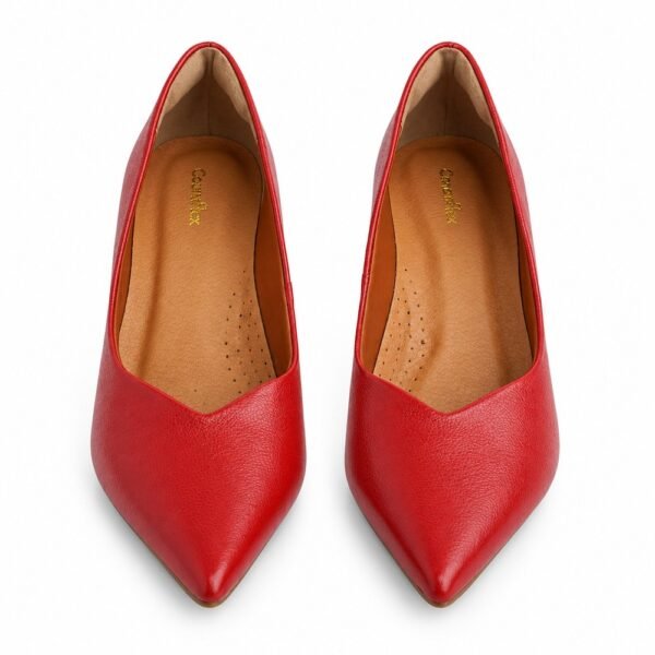 Scarpin Feminino Couroflex em Couro Salto Bloco Vermelho 0214-B32