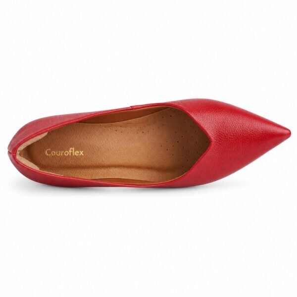 Scarpin Feminino Couroflex em Couro Salto Bloco Vermelho 0214-B32