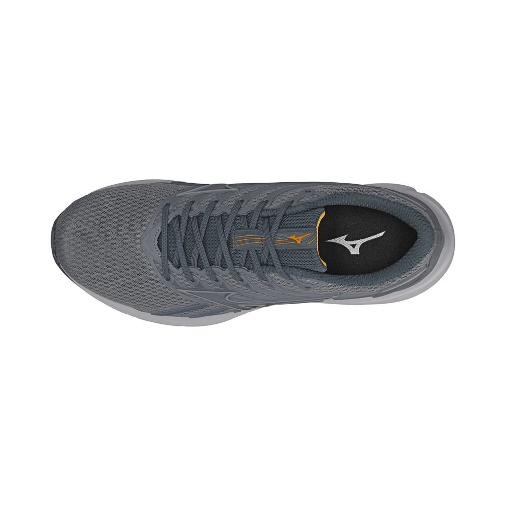 Tênis Mizuno Jet 8 Cinza e Amarelo, vista de cima